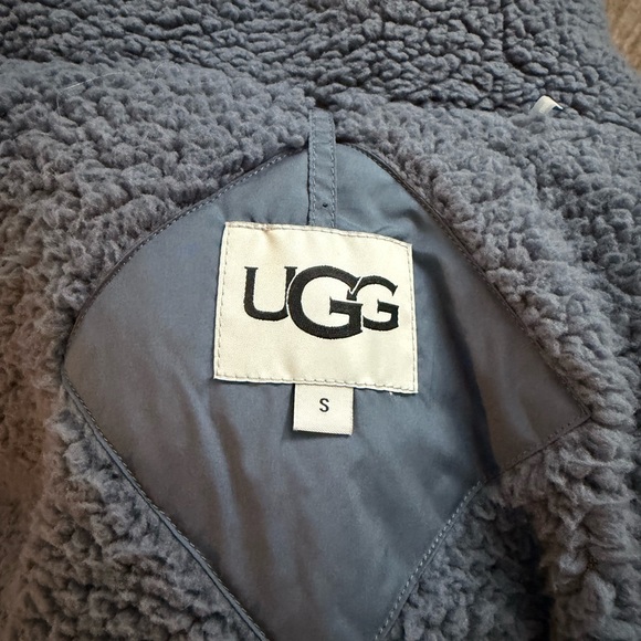 UGG Gray Puffer Jacket with Shearling Collar - Picture 3 of 9